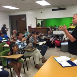 Cast and crew meet at UH-Hilo Performing Arts Center